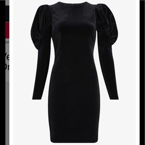 Express Navy Velvet Puff Sleeve Sheath Dress